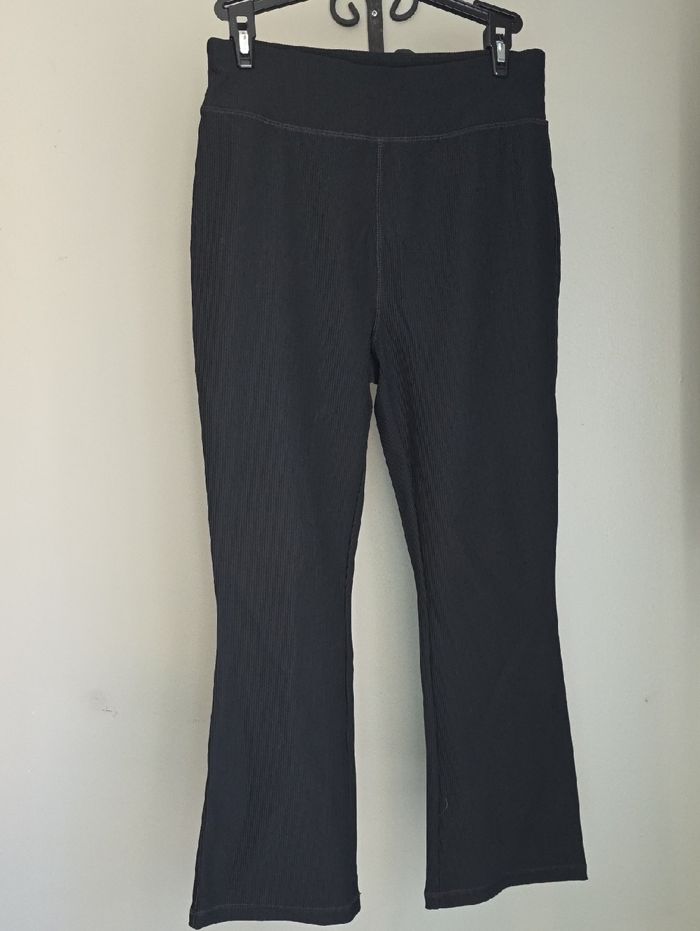 Talbots Black Ribbed Crop Flare Pants Size Small